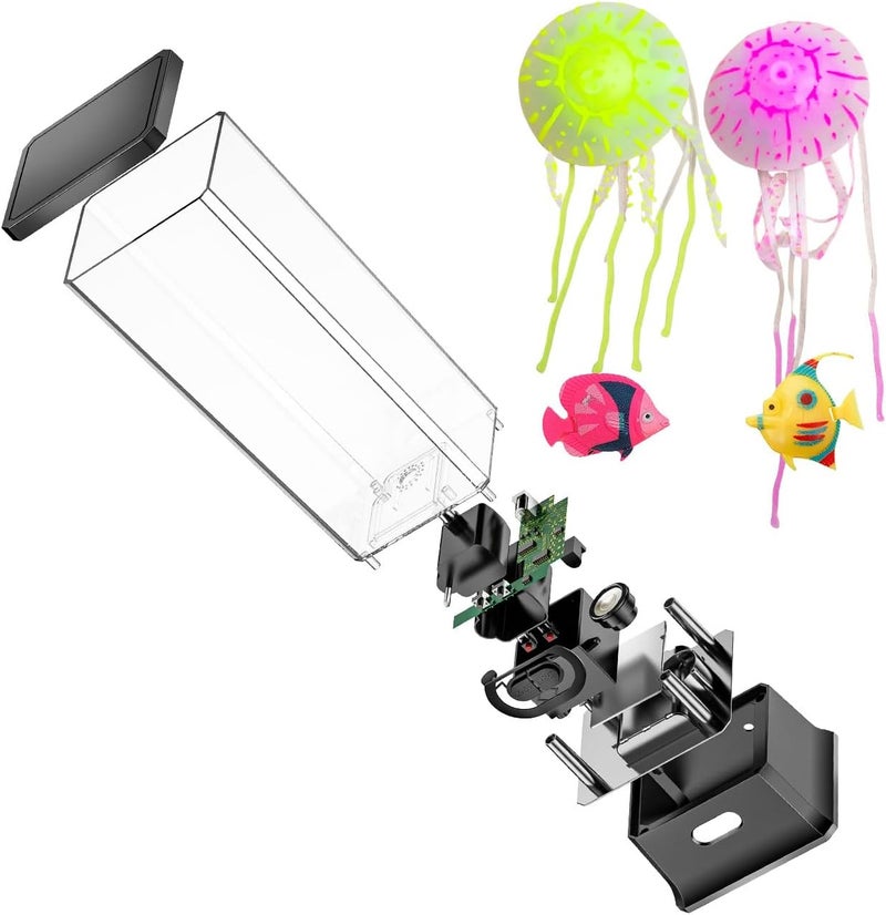 ColorLife Electric Jellyfish Tank Table Lamp with Color Changing Light Gift for Kids Men Women Home Deco for Room Mood Light for Relax(Black) - Image 2